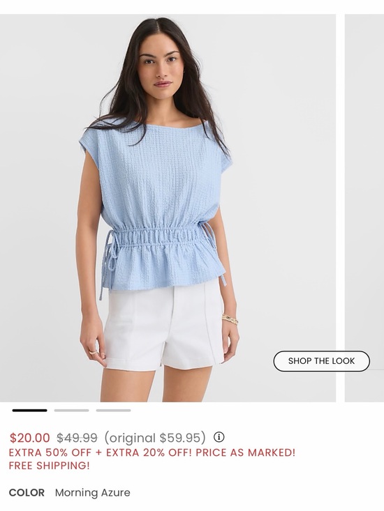 LOFT Tops - LOFT Morning Azure Smocked-Waist Peplum Top